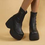 Botines de mujer con plataforma gruesa elegante gótica de 13cm, botines de mujer, botas de media pantorrilla con aumento de altu