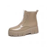 Botas de lluvia de plataforma gruesa para mujer, botines femeninos de corte bajo con punta redonda y cremallera, zapatos imperme
