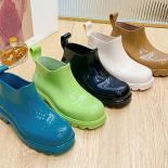 Botas de lluvia para mujer, zapatos de suela gruesa, chanclos de lluvia para mujer, botas cortas de gelatina impermeables, Botas