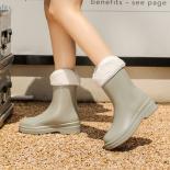 Botas de lluvia a media pantorrilla a la moda para mujer, zapatos impermeables de Pvc para mujer, Botas de lluvia antideslizante