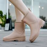 Women Rain Boots Waterproof Non Slip Mid Calf Rainboots Pvc Rubber Shoes Round Toe Kitchen Overshoes Fashion Botas De Mu