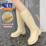 Botas de lluvia largas para mujer, zapatos de goma para exteriores, ligeras, impermeables, antideslizantes, con forro polar, med