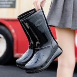 Botas De lluvia para mujer, botas impermeables De media pantorrilla con plataforma gruesa, Zapatos De lluvia antideslizantes con