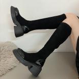 Botas de tacón alto y grueso para mujer, medias largas hasta el muslo, plataforma informal a la moda, botas de media pantorrilla