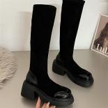 Womens Chunky High Heels Thigh High Long Stocking Boots Fashion Casual Platform Ladies Square Heel Mid Calf Boots Ankle 