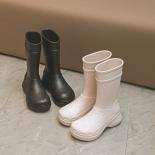 جديد أحذية المطر مكتنزة للنساء المطاط احذية المطر مقاوم للماء جولة تو Slipon أحذية طويلة منصة Rainboots المرأة بو