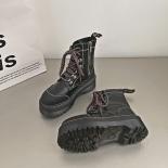 حذاء من الجلد للنساء منصة مكتنزة ضمادة دراجة نارية الجوارب الإناث أحذية الشتاء مصمم جولة تو أحذية بوت قصيرة Ladi