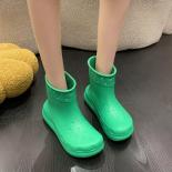 Uni أحذية المياه قباقيب الارتفاع زيادة Slipon المرأة رجل جودة عالية سميكة القاع منصة Rainboots نونسليب إيفا الأحذية