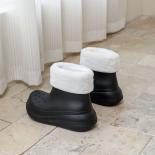 Detachable Women Rain Boots Clogs Height Increasing Slip On Women Warm Thick Bottom Platform Rainboots Non Slip Eva Boot