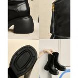 Women Chunky Platform Boots Comfy Thick Bottom Round Toe Back Zipper Classic Short Booties Non Slip Punk Motorcycle Boot