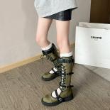 المرأة الصيف مكتنزة منصة أحذية طويلة القوطية ازياء فارس الأحذية تنوعا حزام ضمادة حذاء برقبة للركبة Zapatos D
