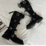 Women's Summer Chunky Platform Long Boots Gothic Costumes Knight Boots Versatile Strap Bandage Knee High Boots Zapatos D