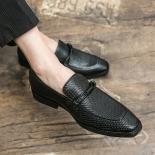 New Men Loafers Shoe Pu Embossed Pattern Without Lace Up Cuff Solid Color Comfortable Classic Men Business Formal Shoes