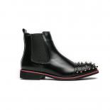 Black Chelsea Men's Boots Rivet Business Wedding Handmade Formal Shoes Free Shipping Size 38 46 Mens Short Boots