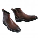 Brown Men Short Boots Block Zipper  Round Toe Spring Autumn Business Handmade Mens Ankle Boots Size 38 46