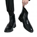 Black Men Short Boots Block Zipper  Round Toe Spring Autumn Business Handmade Mens Ankle Boots Size 38 46
