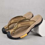 Baotou Herringbone Slippers Men Pu Solid Color Clip Toe Flat Bottom Rubber Anti Slip Flat Bottom Sandals Outdoor Beach S