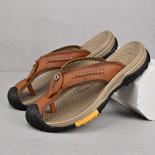 Baotou Herringbone Slippers Men Pu Solid Color Clip Toe Flat Bottom Rubber Anti Slip Flat Bottom Sandals Outdoor Beach S