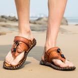 סנדלי קיץ גברים pu pin toe נעלי חוף שטוחות נוחות לנשימה סנדלי קז'ואל גדולים מידה 38 48