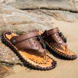 סנדלי קיץ גברים pu pin toe נעלי חוף שטוחות נוחות לנשימה סנדלי קז'ואל גדולים מידה 38 48
