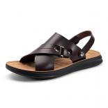 סנדלי קיץ לגברים עור pu שיטת לבישה כפולה תחתית שטוחה נוחה נגד החלקה נעלי חוף סנדלי משלוח חינם
