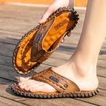 סנדלי קיץ גברים pu כפכפי חוף נעליים שטוחות נעליים שטוחות נוחות נושמות קז'ואל סנדלי אנטי החלקה