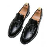 New Black Loafers Tassels Men Formal Shoes Slip On Spring Autumn Round Toe Mens Dress Shoes Free Shipping Size 38 46