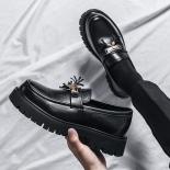 נעלי לופרס שחורות חדשות לגברים גדילים עגולים בוהן החלקה באביב סתיו עסקים גברים רשמי בעבודת יד מידה 38 44