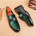 נעלי כלה חדשות לגברים נעלי צחצוח עור לקט ירוק slipon עגול בוהן נעלי שמלה לגברים משלוח חינם עסק מידה 3847