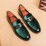 New Wedding Shoes For Men Loafers Green Patent Leather Slipon Round Toe Men Dress Shoes Free Shipping Business Size 3847