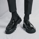 New Black Loafers Men Pu Leather Shoes Breathable Non Slip Tassel Decoration Fashion Business Dress Men Shoes
