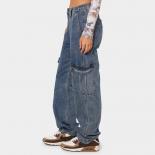 מכנסי מטען ג'ינס רופפים לנשים אמצע העלה ישר רב כיסים אופנה בגדי רחוב ג'ינס 2023 שטיפת וינטג' 2023 נשים tro