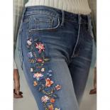 Embroidered Women's Jeans Elegant Loose Mid Waist Flared Pants Casual Street Plus Size Mom Trousers 2023 New Ladies Pant