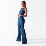 Summer Backless Denim Jumpsuit Women 2023 New Skinny Sleeveless V Neck Retro Streetwear Fashion Ladies High Waist Jeans