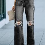 High Waist 2022 New Retro Ripped Wide Leg Pants Straight Leg Jeans Hollowout Flared Pants Loose Casual Women's Street Pa
