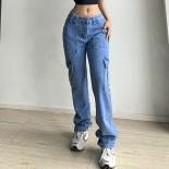 ג'ינס עבודה אופנה 2023 סרבל רב כיס רב-תכליתי מכנסי ג'ינס קז'ואל קז'ואל ג'ינס רגליים ישרות ג'ינס רטרו כחול ג'ינס טרו