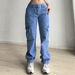 ג'ינס עבודה אופנה 2023 סרבל רב כיס רב-תכליתי מכנסי ג'ינס קז'ואל קז'ואל ג'ינס רגליים ישרות ג'ינס רטרו כחול ג'ינס טרו