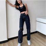 Black Jeans Women's Summer Loose Ripped Mid Waist Denim Wide Leg Pants Fashion Casual Retro Street 2023 Ladies Trousers