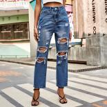 Y2k Casual Women's Light Blue Straight Leg Pants Retro High Waist Loose Street Jeans Fashion 2023 New Ladies Trousers