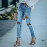 Women's Jeans Fashion Streetwear Ripped Tassel Denim Trousers Loose Blue Plus Size Ladies High Waist Straight Leg Pants