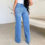 Women's Jeans Loose Casual High Waist Wide Leg Pants Fashion Street Ripped Plus Size Mom Denim Trousers 2023 Ladies Pant