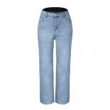 High Waist Woman Denim Jeans 2023 New Mom Flared Pants Streetwear New Women Denim Trousers Washed Blue Mop Pants