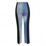 High Waist Women Denim Jeans 2023 New Ripped Women Denim Trousers Streetwear Fashion Stitching Jeans Straight Tapered Tr