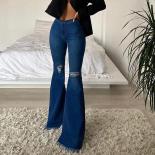 Vintage Women's Jeans Y2k Loose Ripped Flared Mid Rise Casual Fashion Street Wash Blue Plus Size Ladies Denim Trousers
