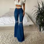 Vintage Women's Jeans Y2k Loose Ripped Flared Mid Rise Casual Fashion Street Wash Blue Plus Size Ladies Denim Trousers