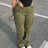 2023 calle Retro sólido Vintage Multi bolsillo trabajo Jeans Cutton Cargo pantalón Mujer pierna recta Jeans ropa de trabajo Muje