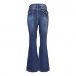 Woman Fashion Jean 2023 New High Waist Mom Flared Pants Streetwear Casual Denim Trousers Dark Blue Light Strech Flare Je