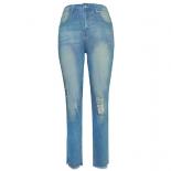 High Waisted Straight Leg Jeans 2023 New Ripped&bleached Skinny Jeans Vintage Women Denim Trousers Pencil Pants Streetwe