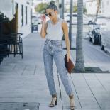 جينز نسائي عالي الخصر 2023 سروال طويل جديد للنساء بنطلون جينز ملابس الشارع الشهير جينز أزرق مستقيم الساق مدبب T