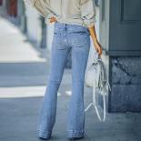 Woman Jeans 2023 New Dark Blue Skinny Jeans High Waist Flared Pants Streetwear Casual Denim Trousers Flare Jeans